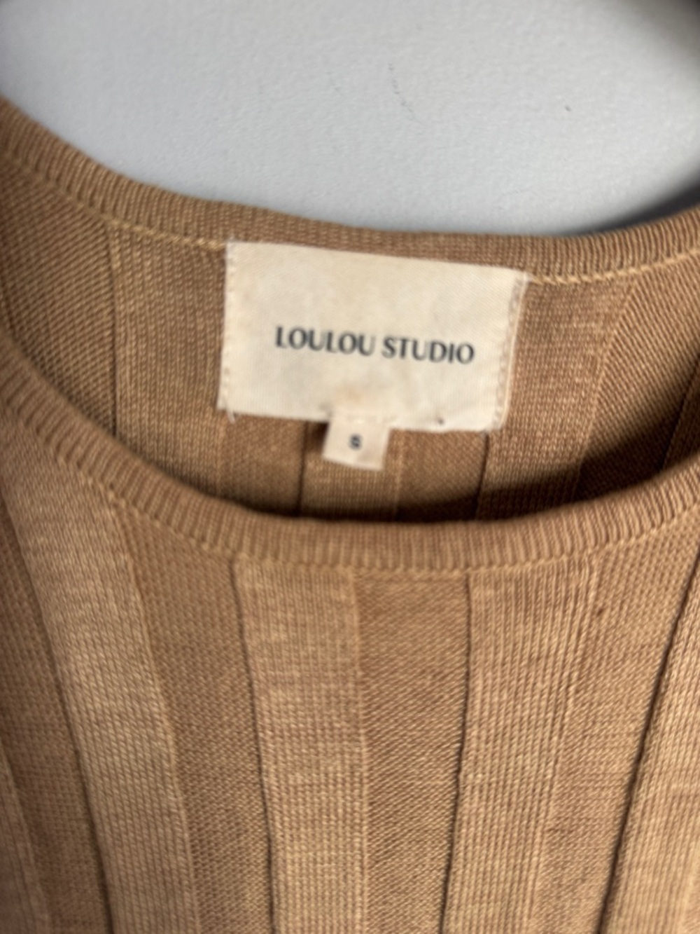 Loulou Studio beige ribbed knit sleeveless midi dress - Picture 8 of 12